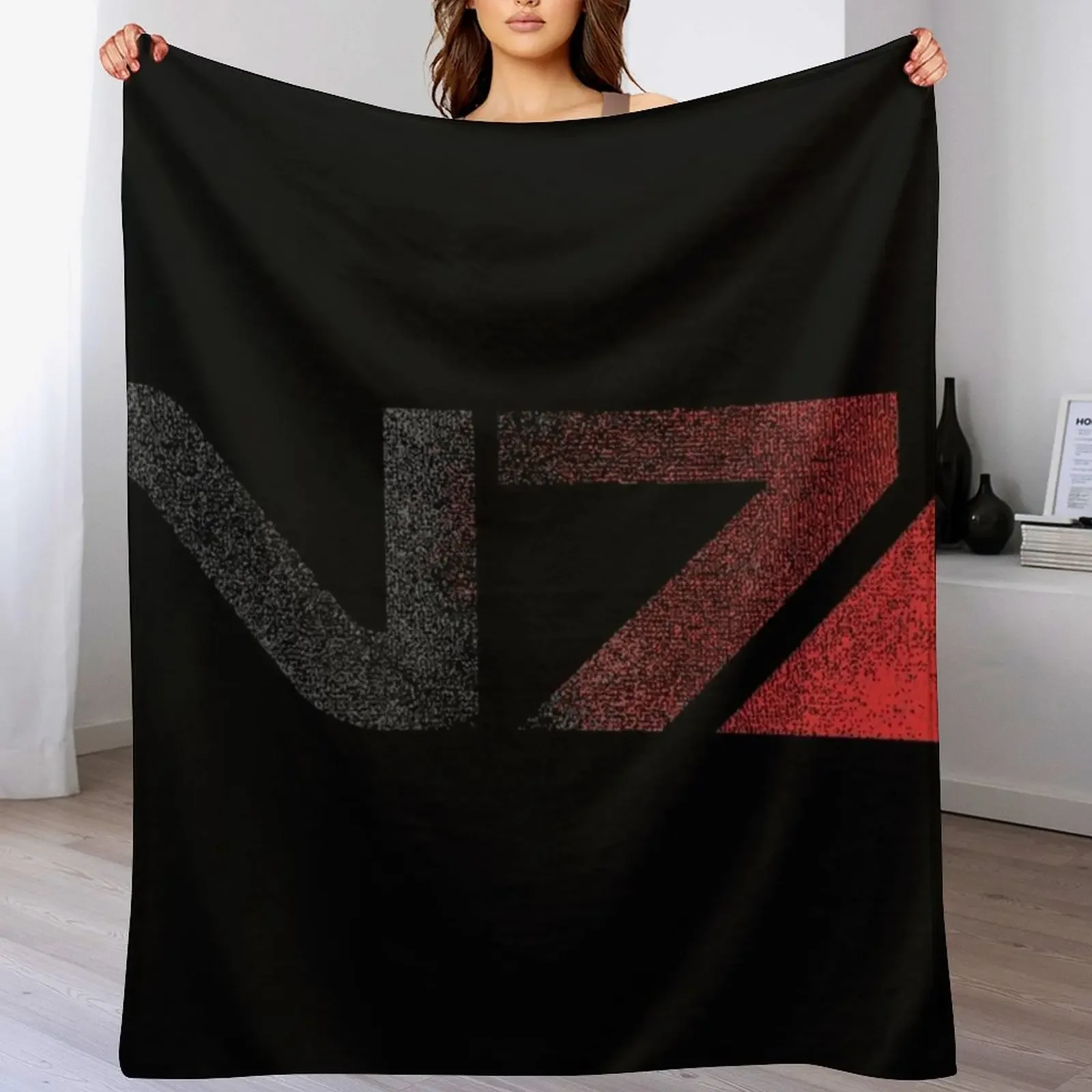 

Mass Effect N7 Distressed Logo Throw Blanket wednesday Decorative Sofas Hairys Loose Blankets