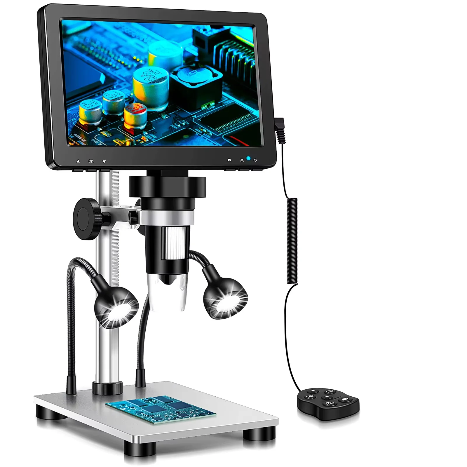 1200X Electronic Digital Video Microscope 7-inch LCD Screen Industrial Magnifier Connected To Computer for Precise Measurement