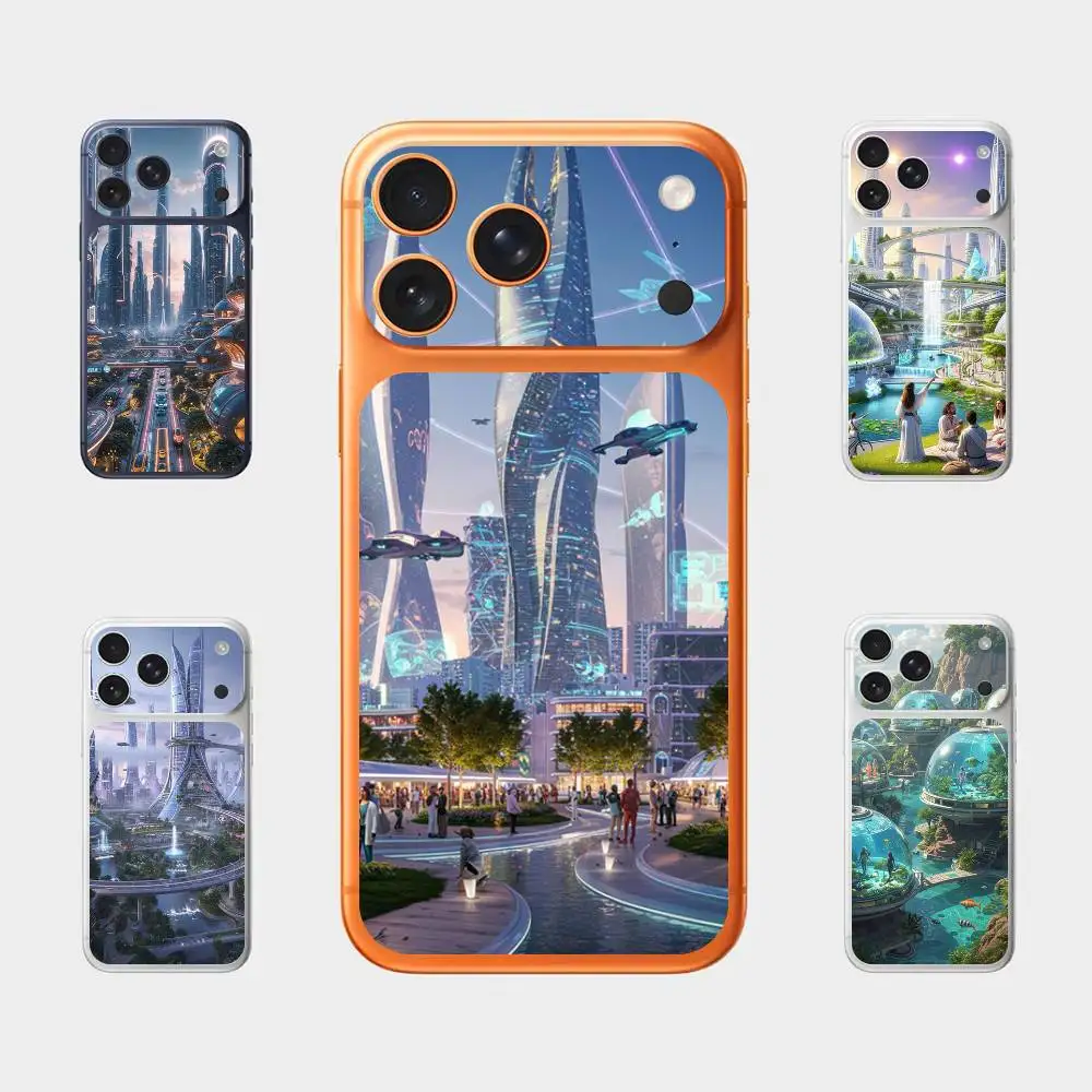 

Future High Technology Plain Decal Skin for iPhone17 Pro Max Back Film Cover Wrap Screen Protector Anti-scratch Durable Sticker
