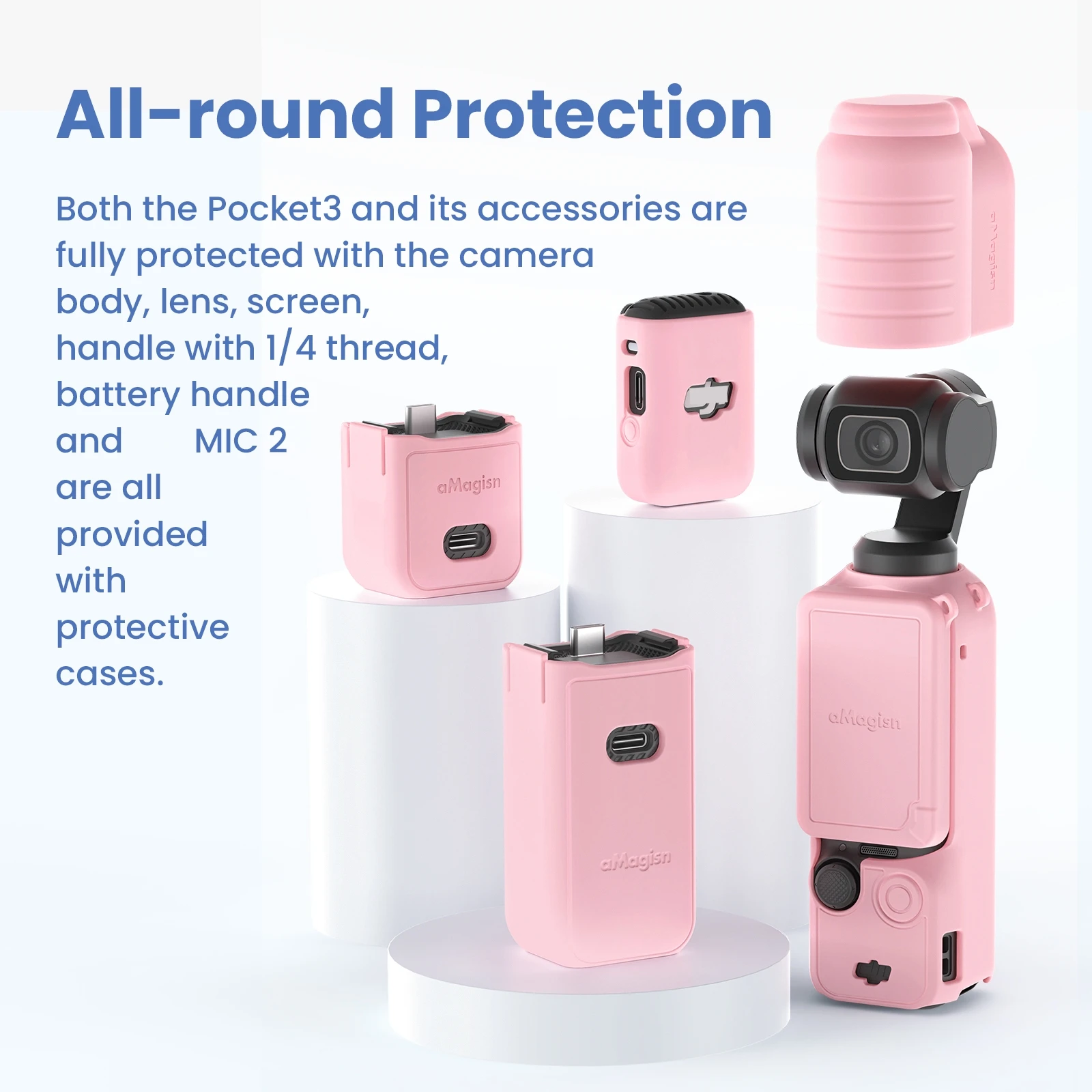 (Opcional) para dji osmo pocket 3 conjunto de capa protetora de silicone capa de lente de tela protetor de alça acessório de câmera esportiva