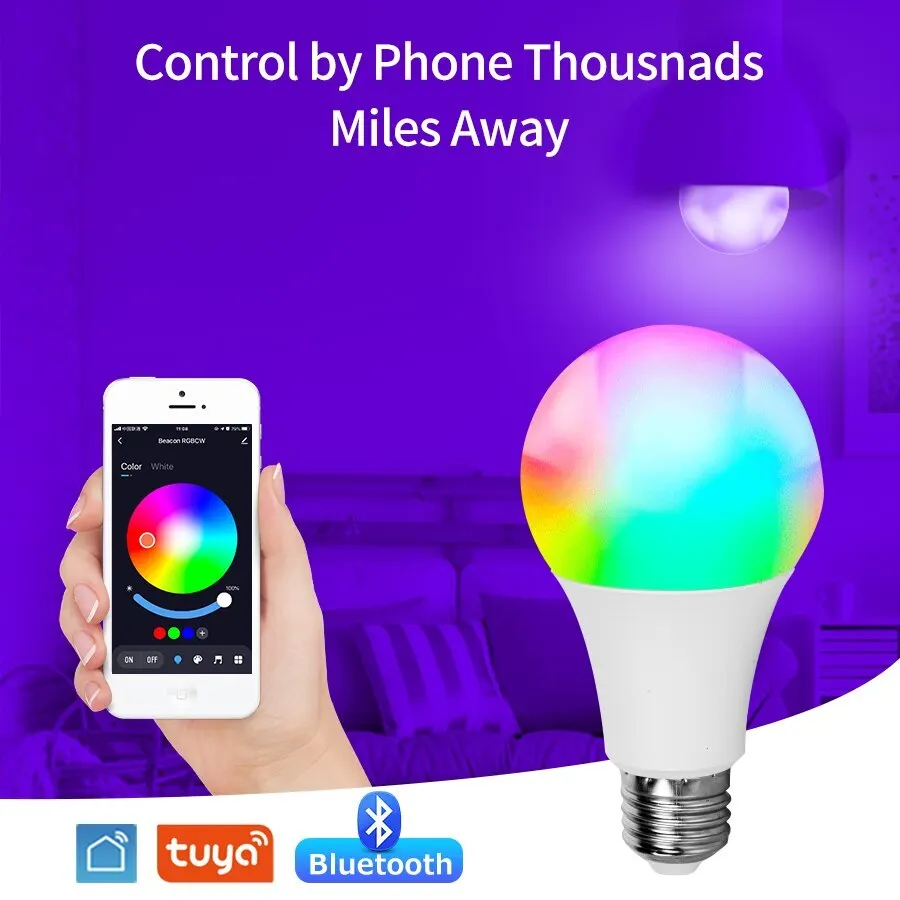 Tuya Wifi/Bluetooth Smart Bulb Alexa Led Lamp E27 RGB 9W Smart Light Bulbs 110V 220V Smart Lamps For Google Assisatnt Smart Life