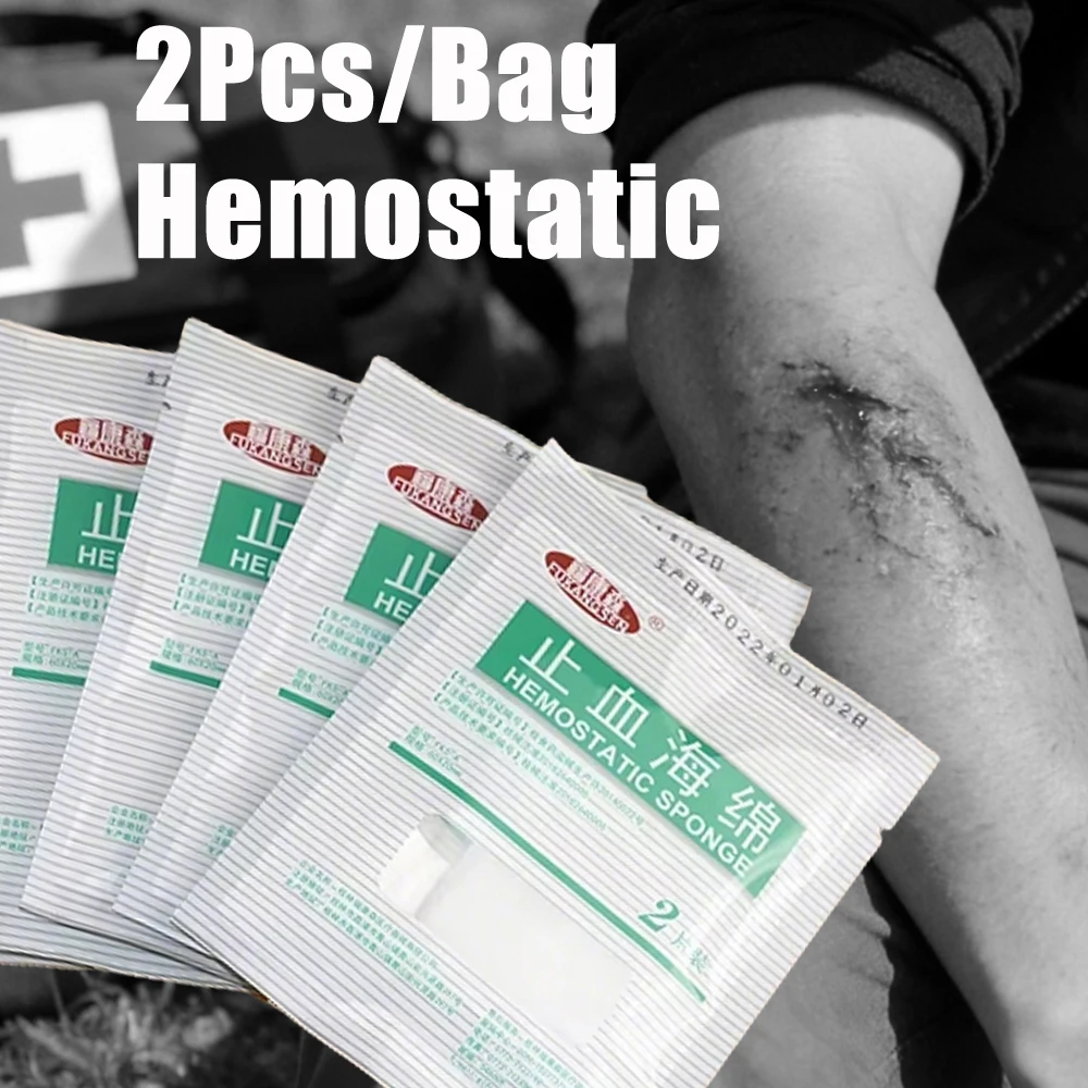 

5-50Bag (2Pcs/Bag) Medical Hemostatic Sponge Trauma Hemostatic Outdoor Bleeding Hemostasis Wound Protector Dressing Pads