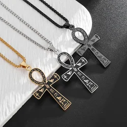 Ancient Egyptian Animal Totem Ankh Cross Pendant Necklace for Men Women Fashion Charm Lucky Riding Jewelry
