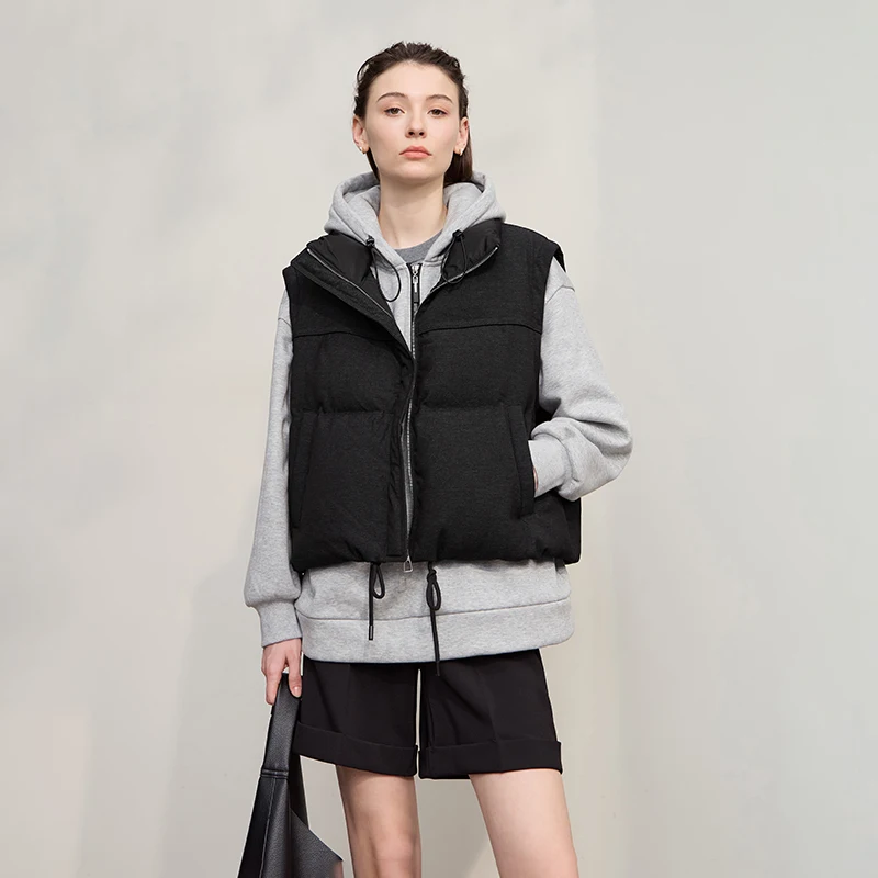 Kurtka puchowa damska Amii, nowość na zimę 2025, ciepła, zapinana na zamek, z odpinanymi rękawami, luźna, uniwersalna, krótka kurtka puchowa, odzież damska 12544073