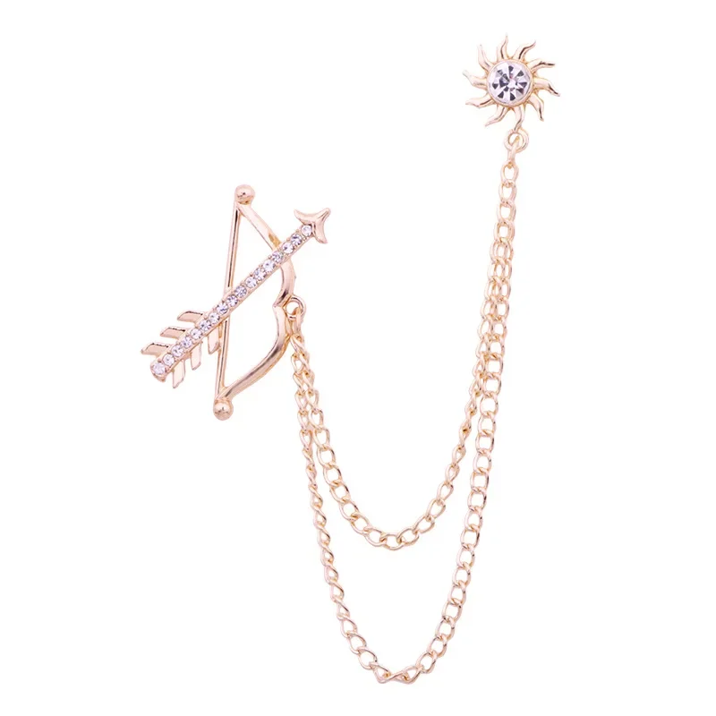 

*New Tide Fashion Men's Suit Brooch Hou Yi Archery Myth Archery Pin Tassel Chain Coat Badge Brooches Accessories Wholesale