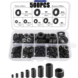 500pcs Nylon Washer Flat Assortment Set with 8-size Safety Plates M2 M2.5 M3 M4 M5 M6 M8 M10 Nylon Sealing Washers