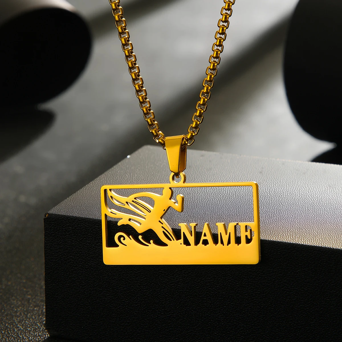 Customized Name Running Necklace For Women Stainless Steel Jewelry Personalised Nameplate Pendant Necklace Christmas Gift