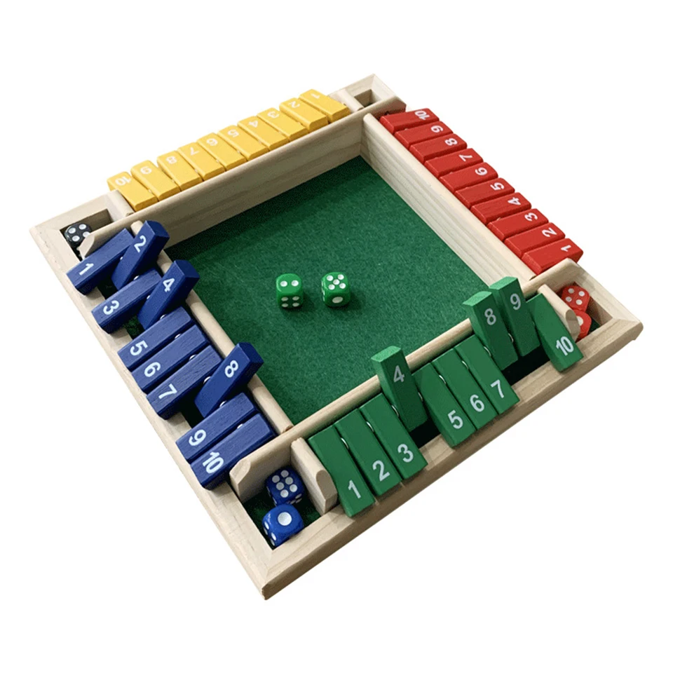 Juego De Mesa Shut The Box De Madera - Para 2-4 Jugadores, Con 8 Dados, Ideal Para Niños Y Familias