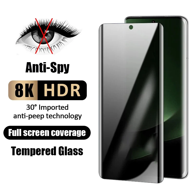 Anti-Spionage-Hartglas mit gebogenem Rand für Samsung Galaxy S24 Ultra S23 S22 S21 S20 S10 Plus Note 20 Ultra Privacy Displayschutzfolie – Detail 1