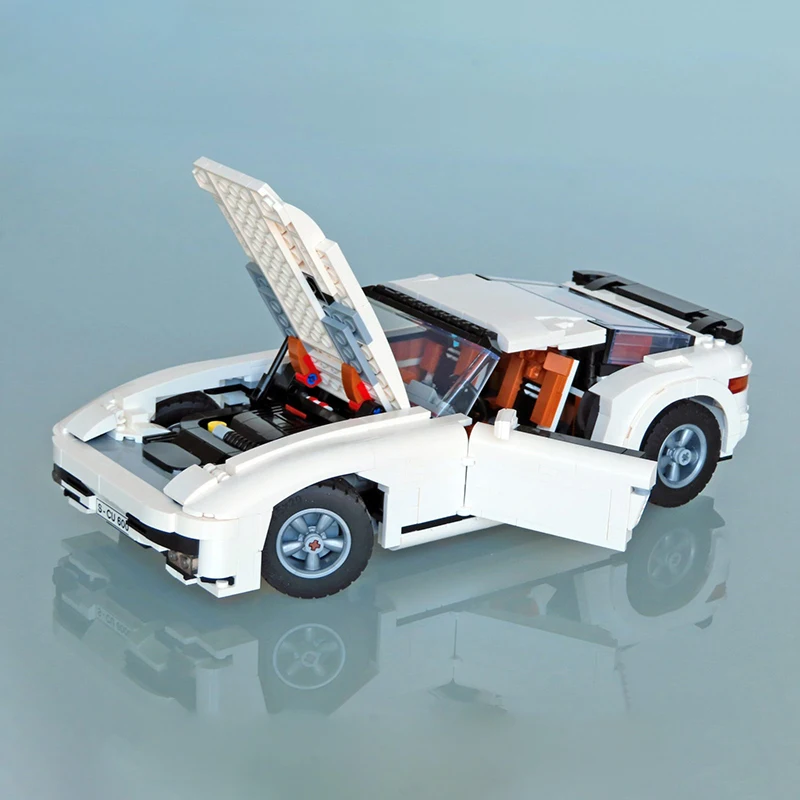 NEW White Hypercar Super Racing MOC-10295 Excellent Set Retro Sport Coupe Heedfully Engineered Building Blocks Cars Bricks Model