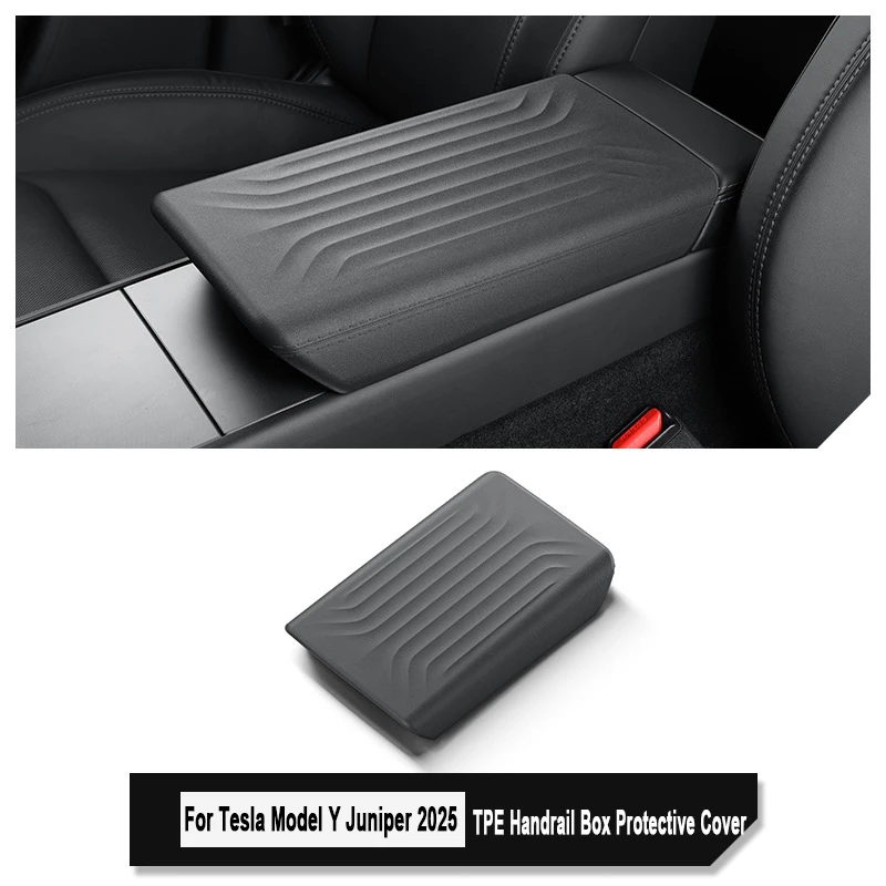 

For Tesla Model Y Juniper 2025 TPE Handrail Box Protective Cover Armrest Box Shell Interior Modification Black Car Accessories