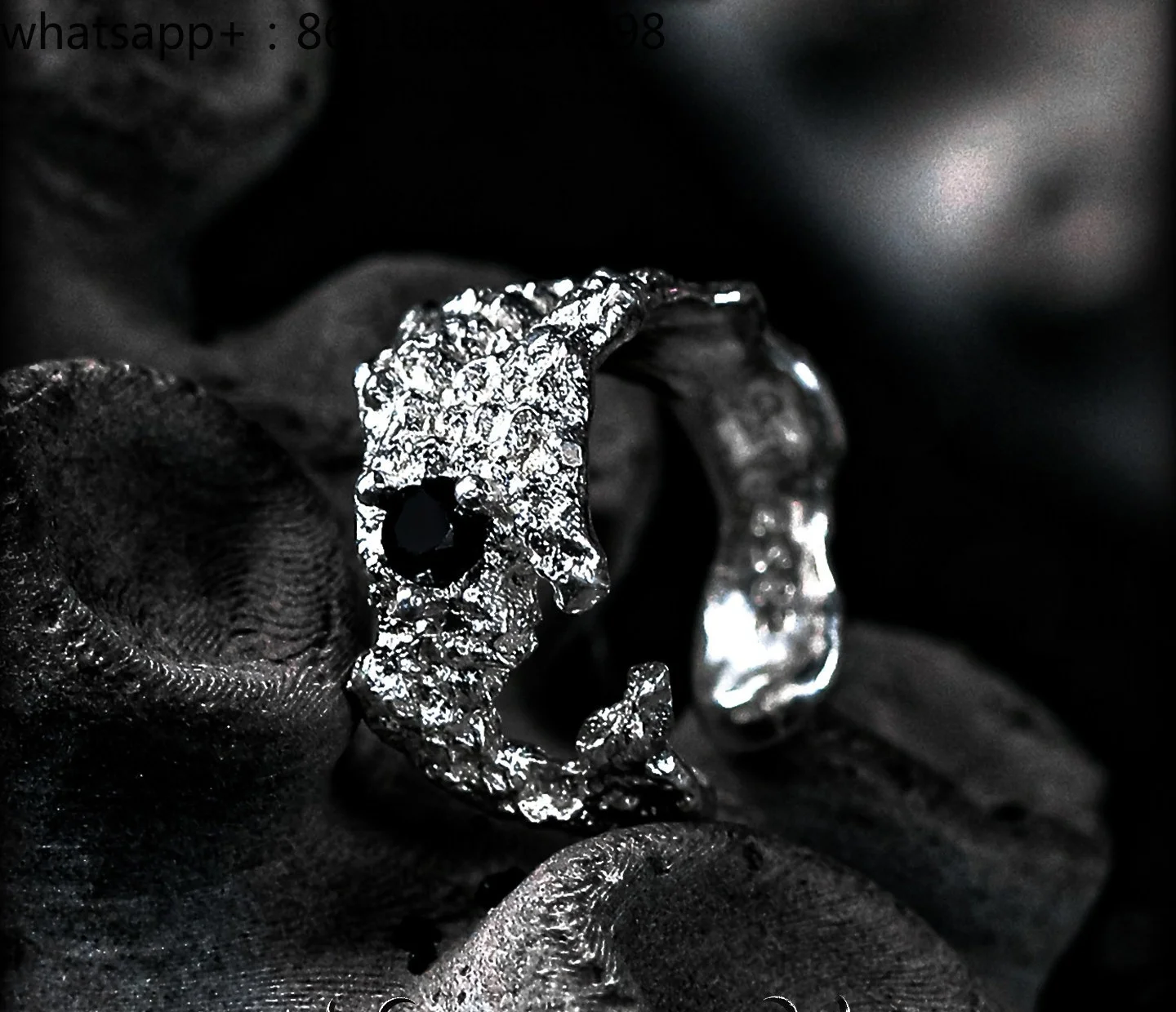 [Night Eclipse] Niche 925 Silver Ear Bone Clip Male Without Ear Hole Black Zircon Ear Hanging Hollow