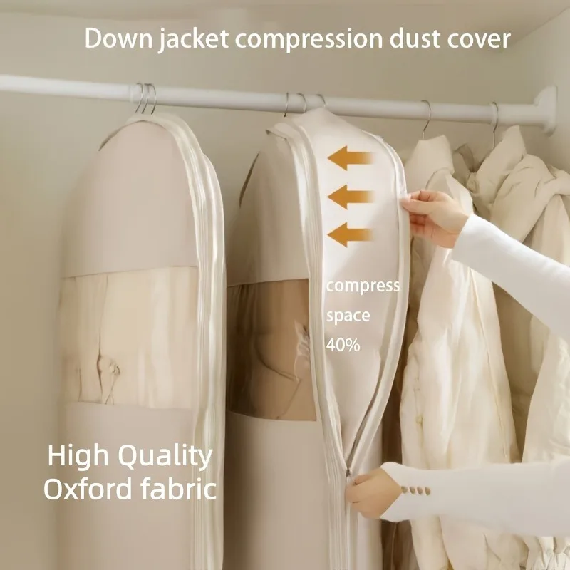 Dust Resistant Hanging Clothes Storage Bag,Side Opening Zipper Visible Transparent Panel Breathable for Storage Protection