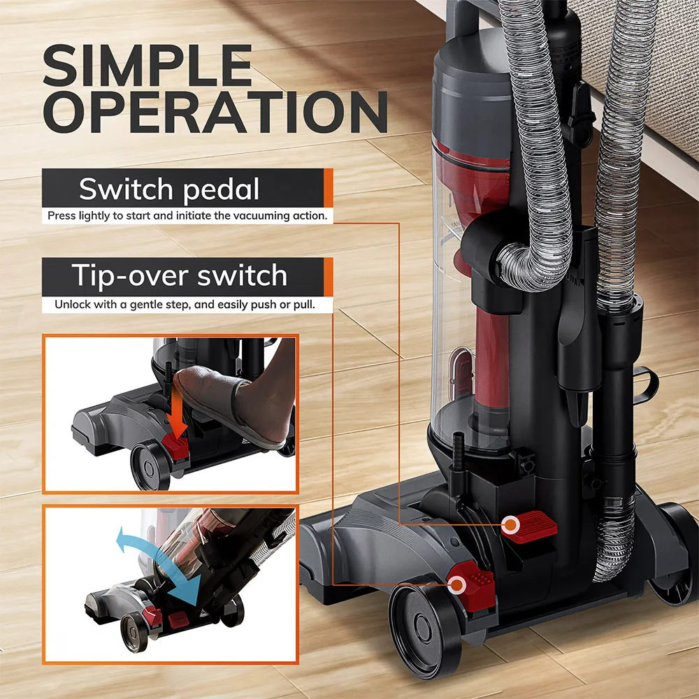 Upright Vacuum Cleaner 1000W Household 6M Wire Vacuum Cleaner with Pet Brush Vertical Upright Floor Home Appliance for Carpet