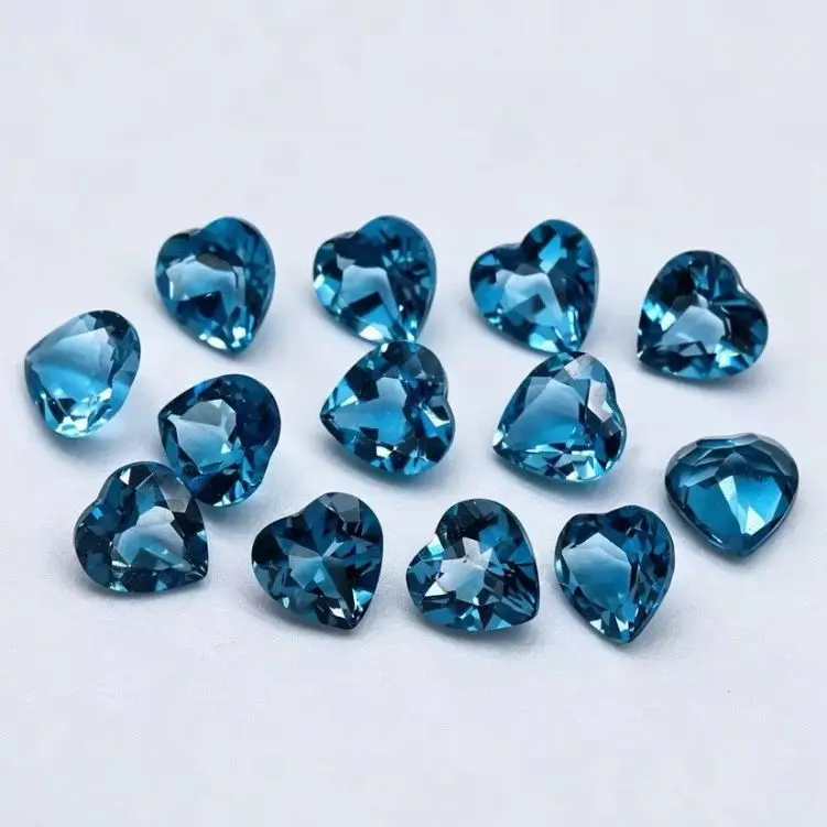 Natural Heart Cut London Blue Topaz Loose Stone Faceted VVS Clarity Loose Gemstone For Fine Jewelry Engagement Ring Making
