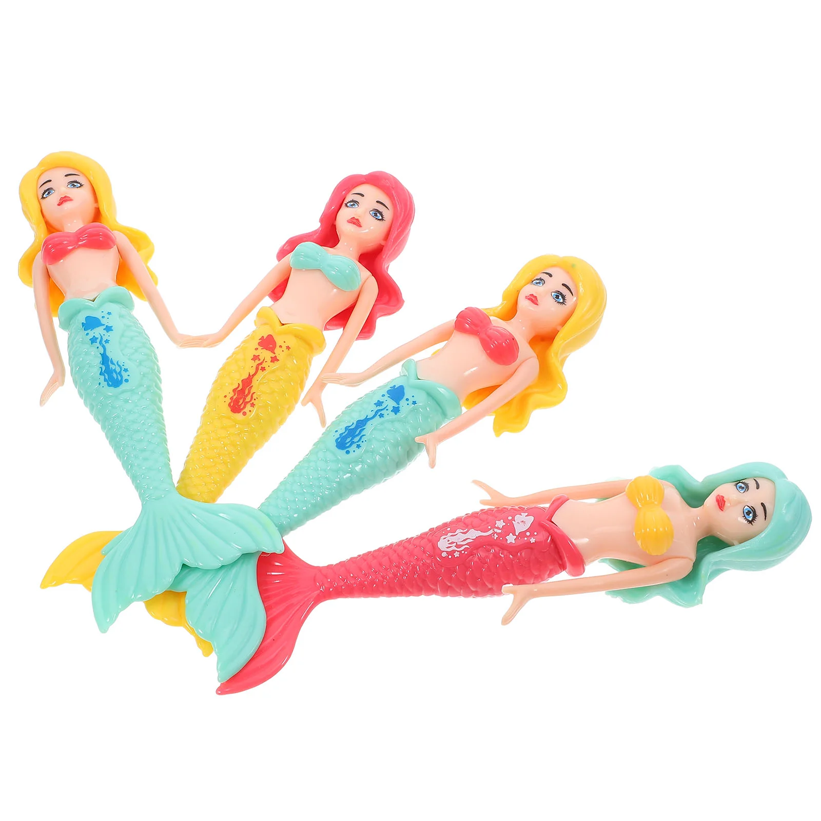 4 Pcs Diving Toys Tub Pool for Girls Kid Plastic Mermaid Princess Kids Dive Child Summer