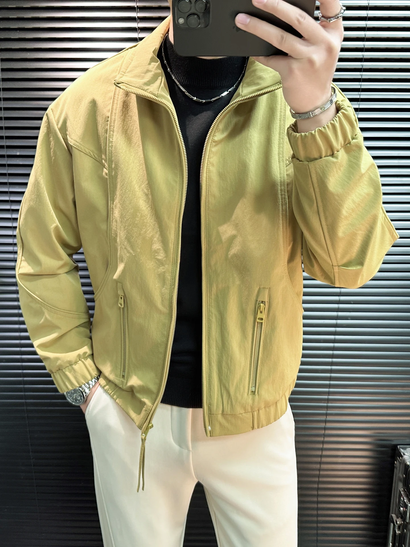 

Spring 2026 Men's Casual Workwear Jaet Thin Loose Fit Faionable Versatile Lightweight Polyester Fiber Zipper Closure or...