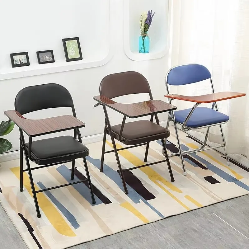 Foldable office chair with writing board, stackable, modern design, suitable for schools