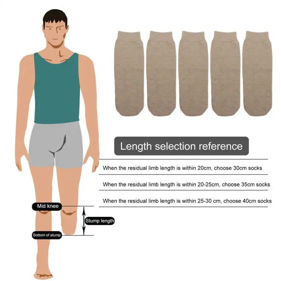 5pcs Prosthetic Stump Socks High Elasticity Cotton Fabric Anti Hemming Thickened No Pilling Prosthetic Socks for Residual Limb view 3