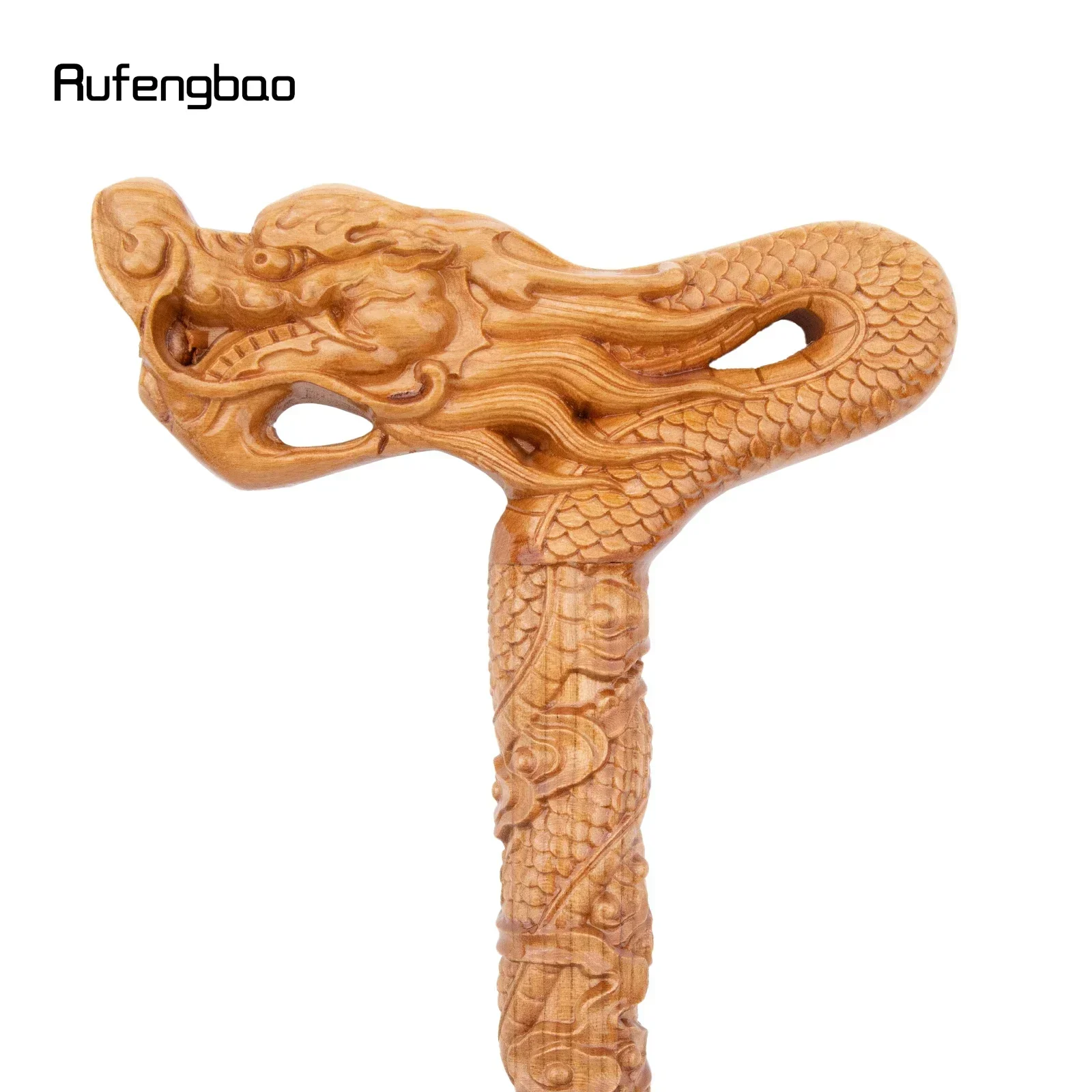 Yellow Flower Dragon Wooden Single Joint Fashion Wood Stick Decorative Cospaly Cane Steampunk & Everyday Use 89cm