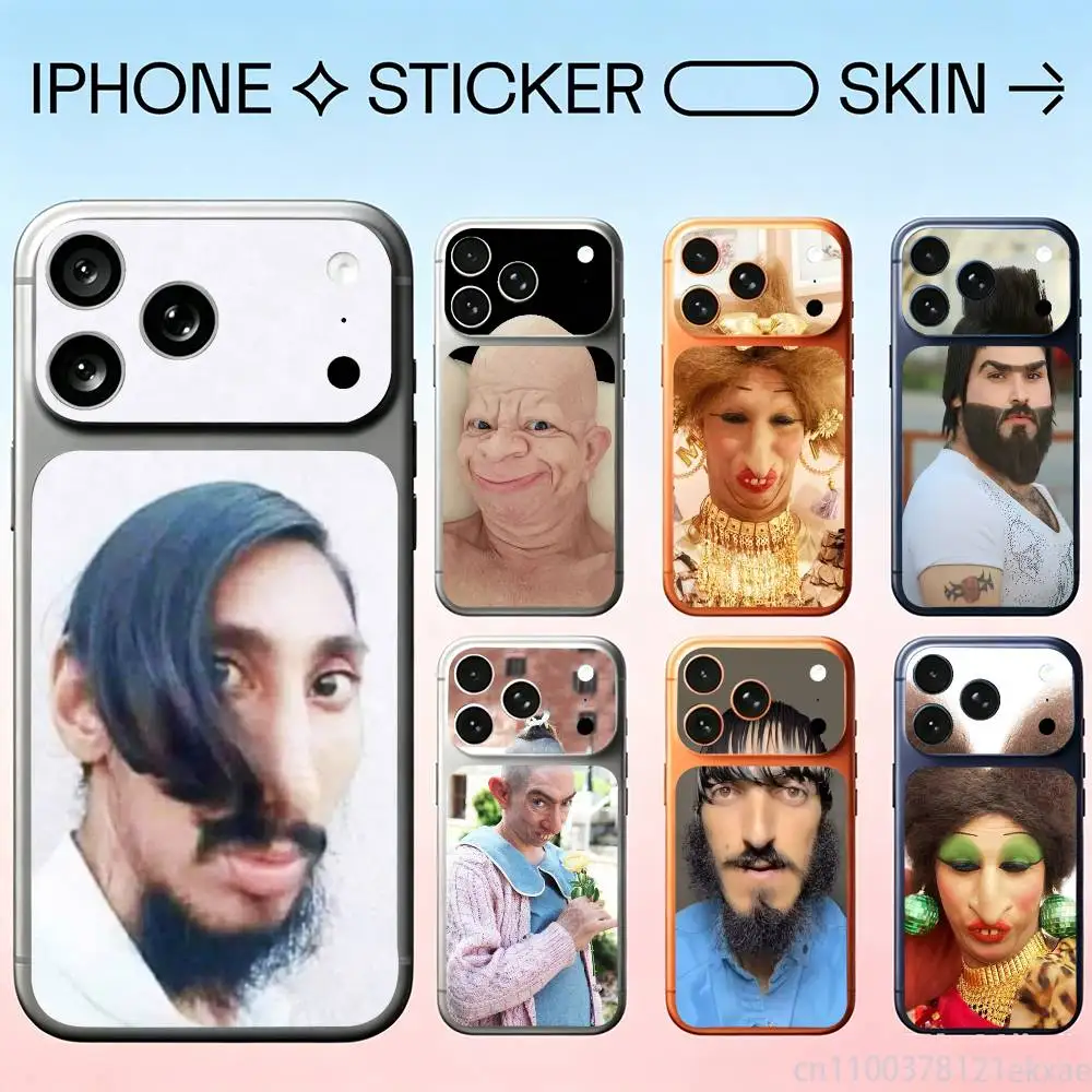 Ugly Man Funny For iPhone 17pro,17pro max Carmere and Back Cover Decal Wrap Skin Colorful Rear Protective Sticker Film