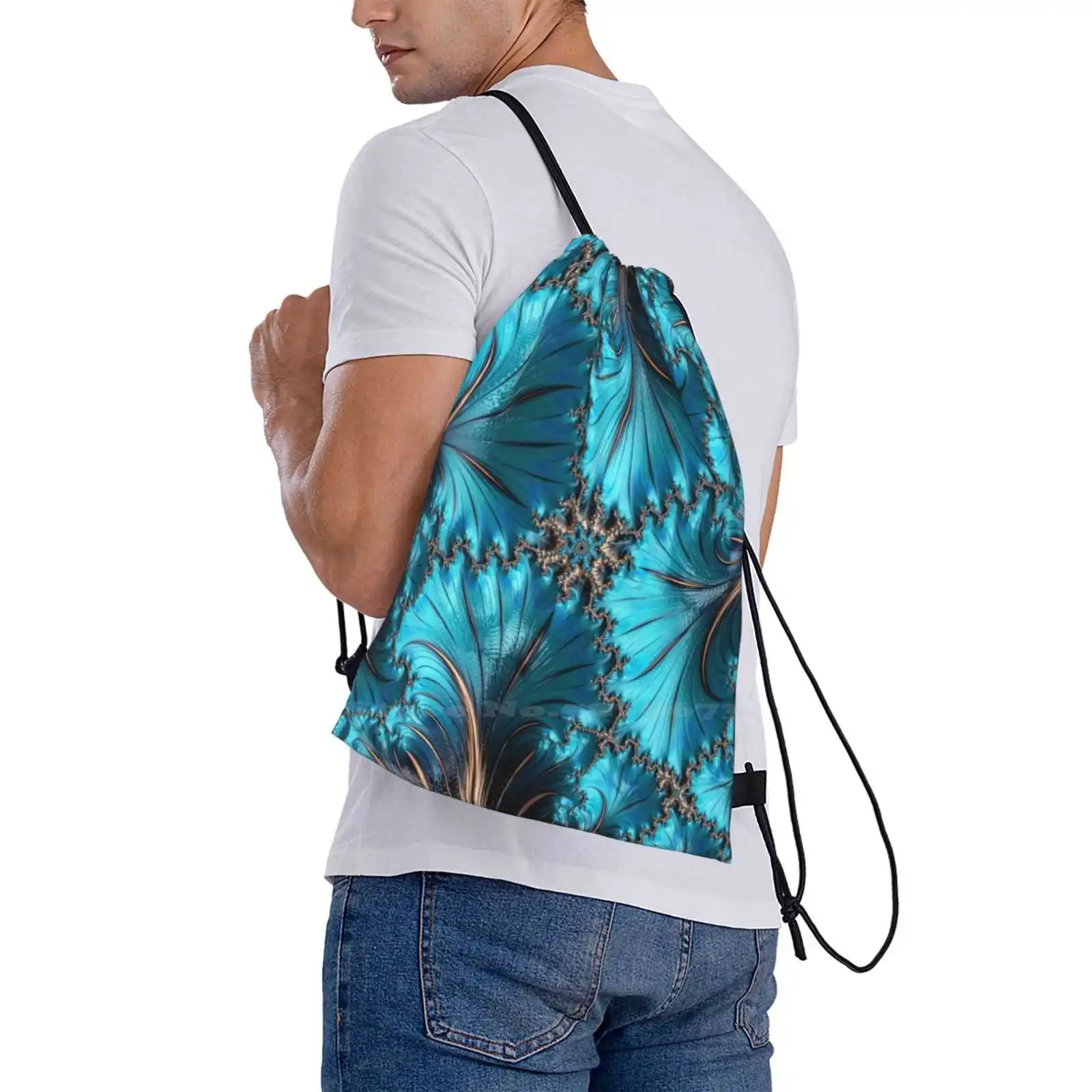 Copper And Teal Fractal Twenty-Two 3d Print Design Backpack Student Bag Teal Turquoise Fractals Copper Fractal Art Mathart