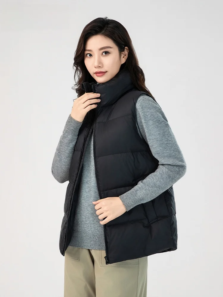 Yaloo Women's down Jaet Vest Loose Fit Autumn Winter Outerwear Versatile Innerwear Casual Straight Cut Nylon Fabric