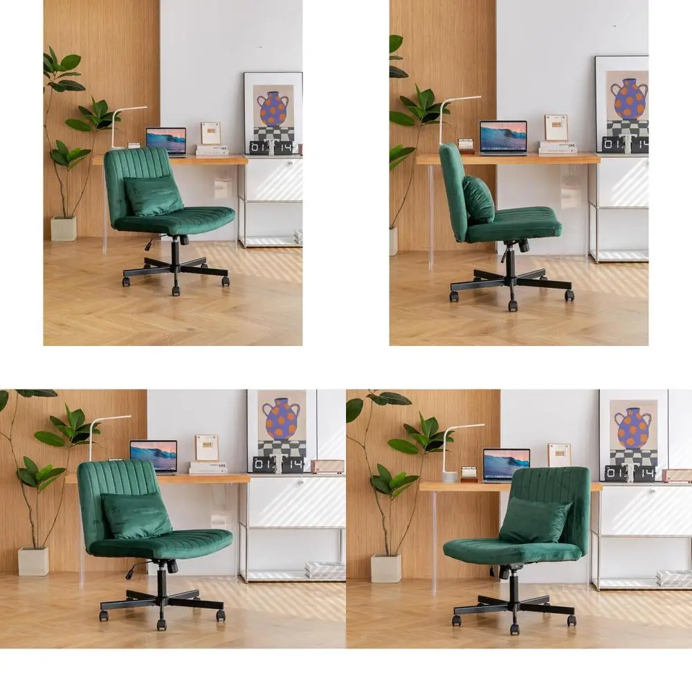 

Стул без подлокотников с перекрестными ножками и колесиками для домашнего офиса, медитации и макияжа, 25.2x25.2x36.6 дюймов