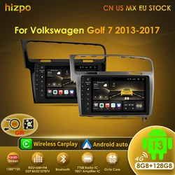 Hizpo AI 음성 무선 카플레이, 폭스바겐 VW 골프 7 2013-2017 차량용 멀티미디어 플레이어, GPS 2din 오토라디오, 안드로이드 자동 라디오