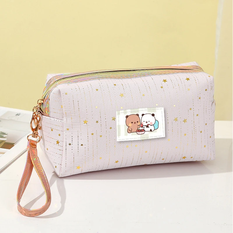 Bubu Dudu Women Makeup Bag Yier Bear Panda Embroidered Fabric Label Toiletry Bags Female Kawaii Travel Zipper Storage Wash Bag