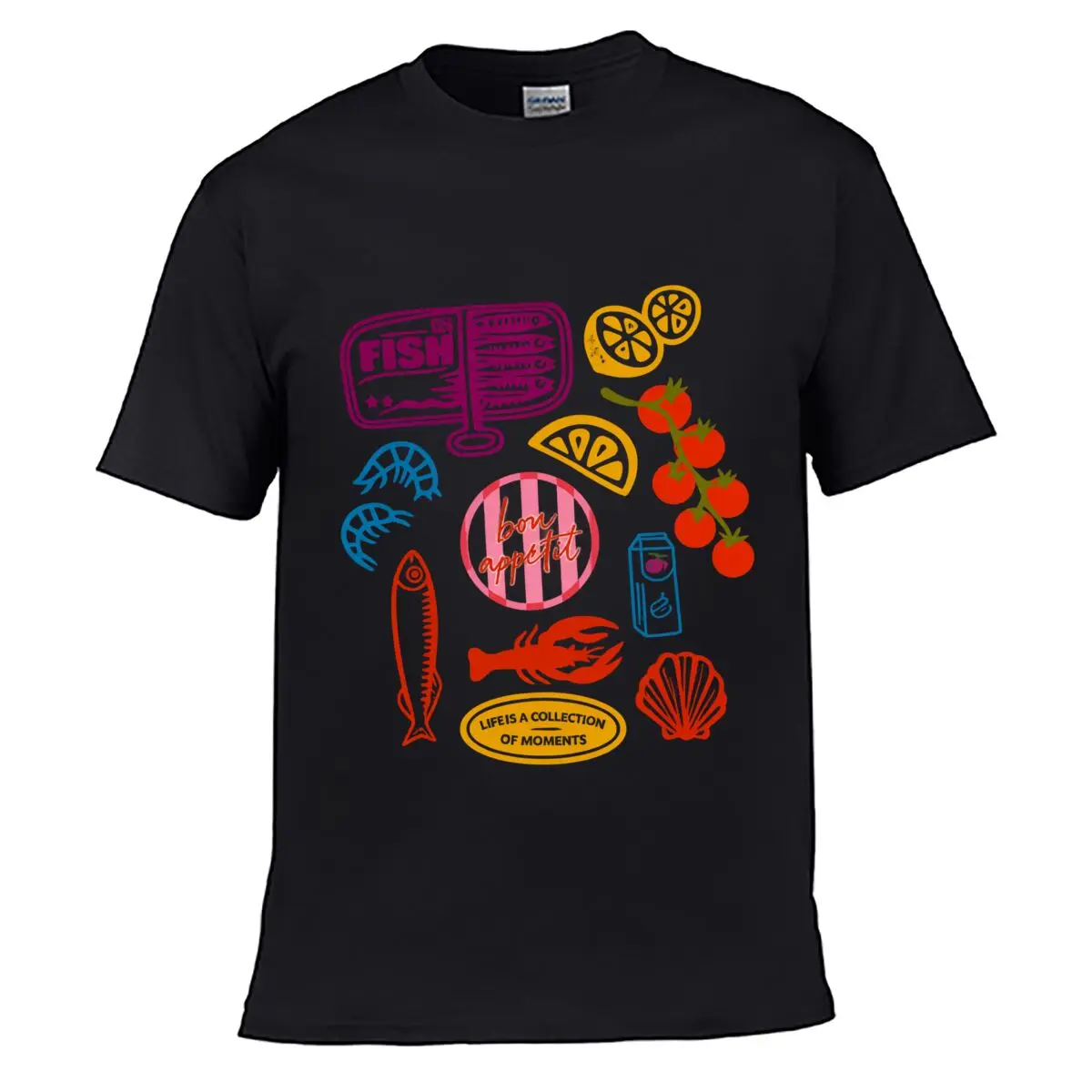 FISH Bon Appetit Seafood LIFE IS A OF MOMENTS Street Loose Simple Tee