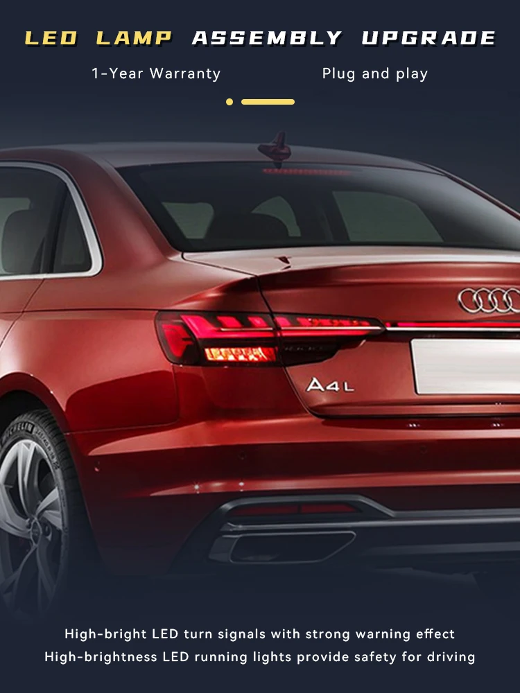 

Tail Lamp for Audi A4 LED Taillight 2020 2021 Modification B9PA Rear Brake Through Light Upgrade DRL Automotive Accessories