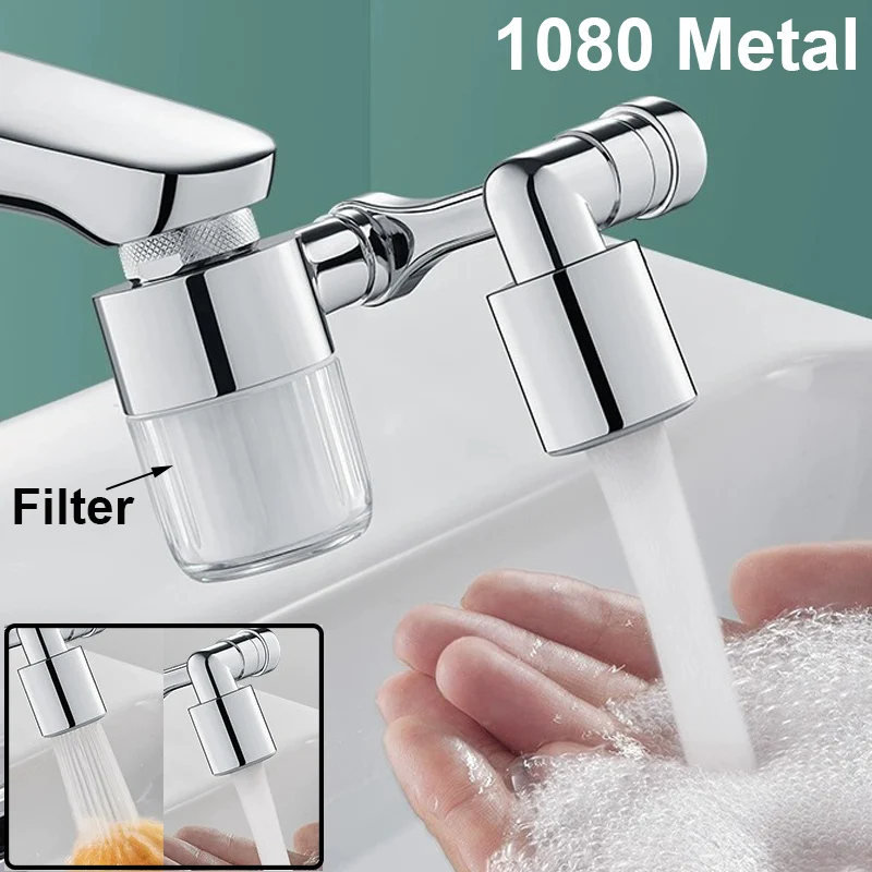 New filtration Kitchen Faucet Extender 2 Modes Metal Universal Swivel Bubbler Nozzle 1080° Rotate Filtered Faucet Extension