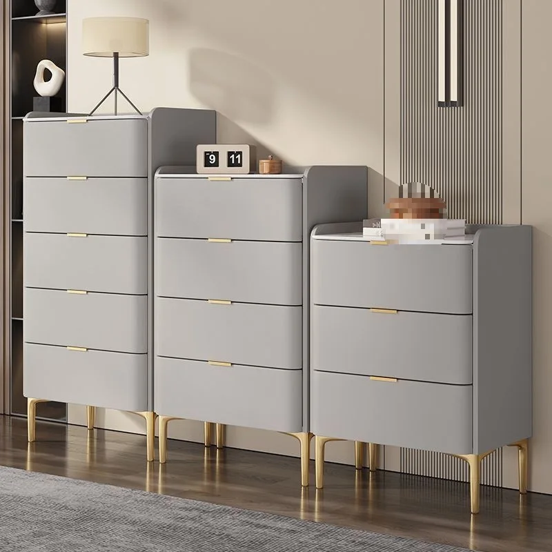 Italian rock slab chest of drawers Living room solid wood light luxury modern simple bedroom storage