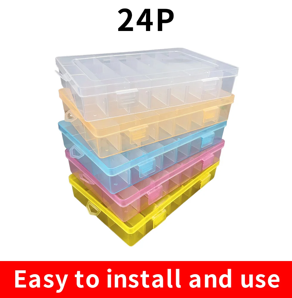 24 Slots Separable Colorful Portable Jewelry Tool Storage Box Container Ring Electronic Parts Screw Beads Organizer Plastic Box