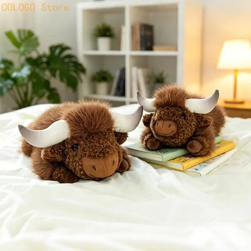 Shaggy High Land Cow Cushion with Soft Smooth Feel for Home Display D0LD