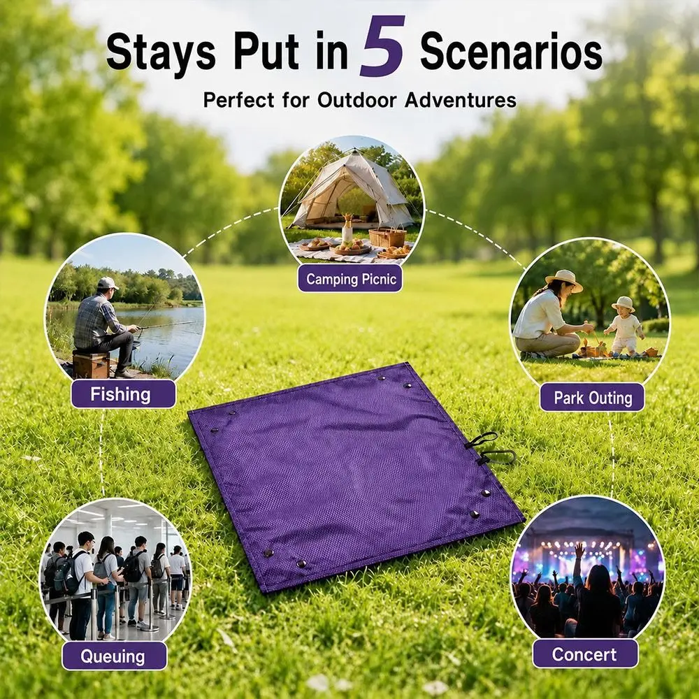 New Foldable Storage Tray Waterproof Carry Clip Picnic Mat Double Layer Fabric Camping Organizer Outdoor Sitting Pad