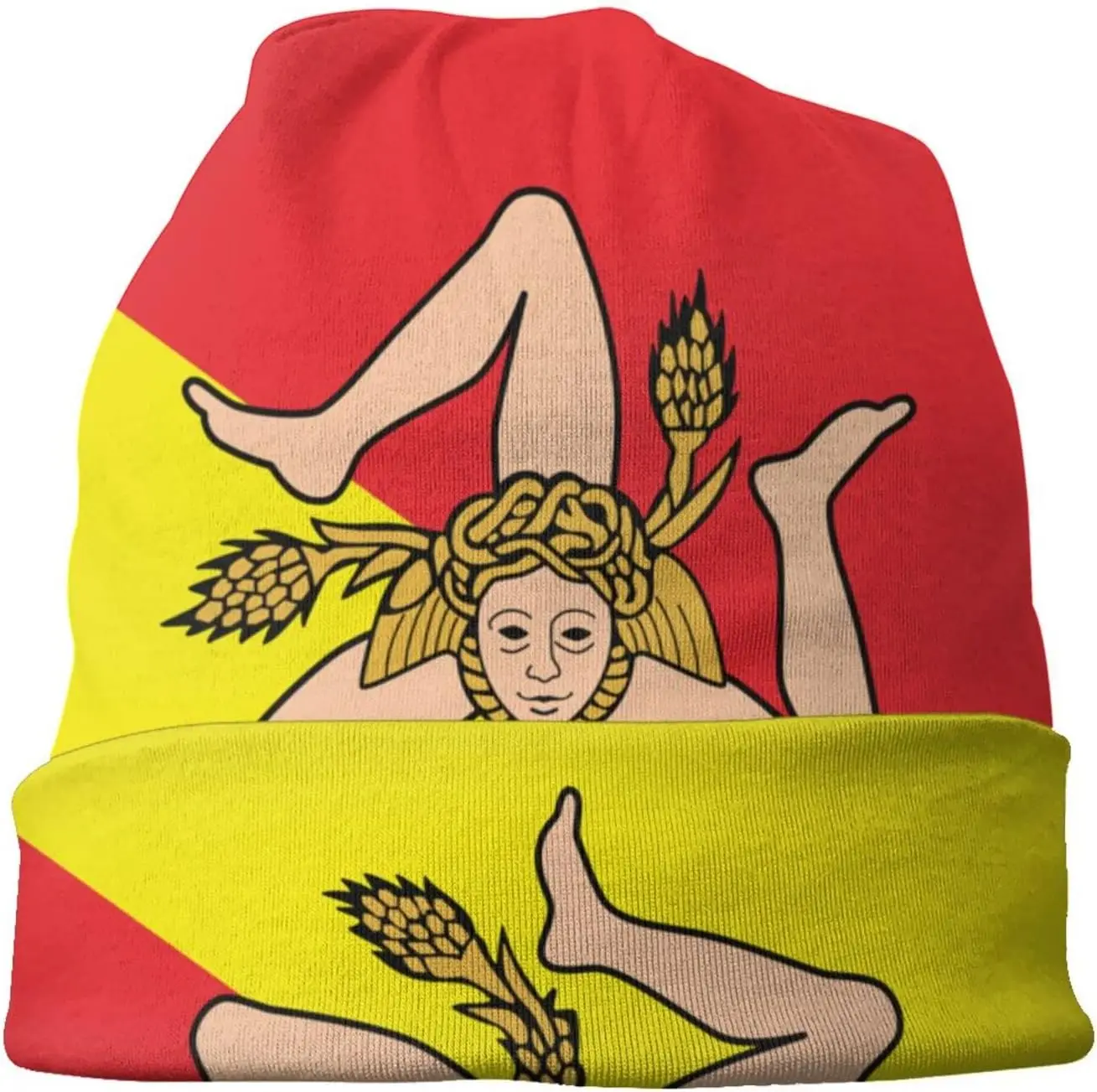 Sicilian Flag Beanie Hats Skull Cap Adult Knit Hat Soft Balaclava Baggy Hat Outdoor for Mens Womens 4
