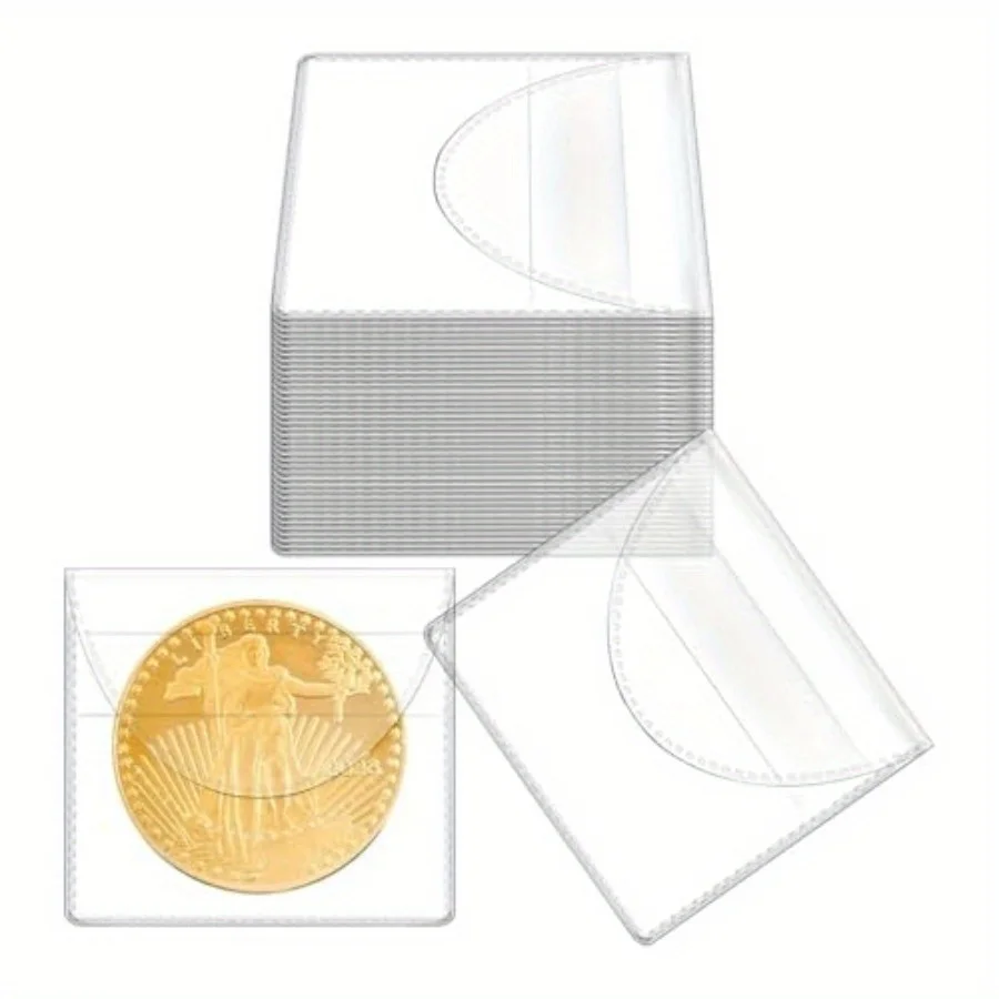 

10/20/50pcs Single Bag Coin Flip Coin Holder Clip, Clear Coin Protector, Single Plastic Clip, For Jewellery, Small Items