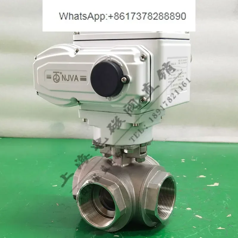 Electric four-way ball threaded double L-shaped internal thread water oil steam explosion-proof switching valve Q916F-16P
