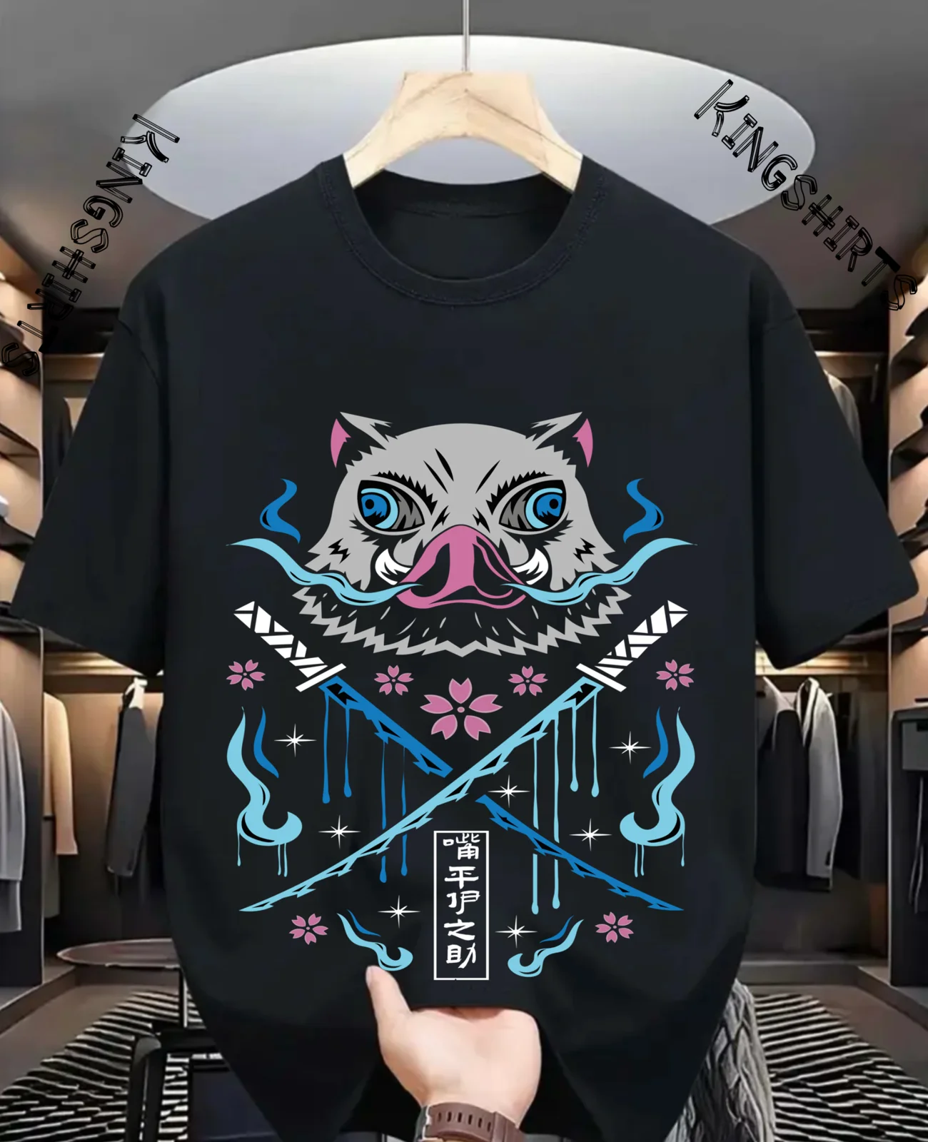 2026 Summer Demon Slayer Anime Inosuke Hashibira Printed Loose Short-sleeved Pure Cotton Children's T-shirt Unisex Casual Loose