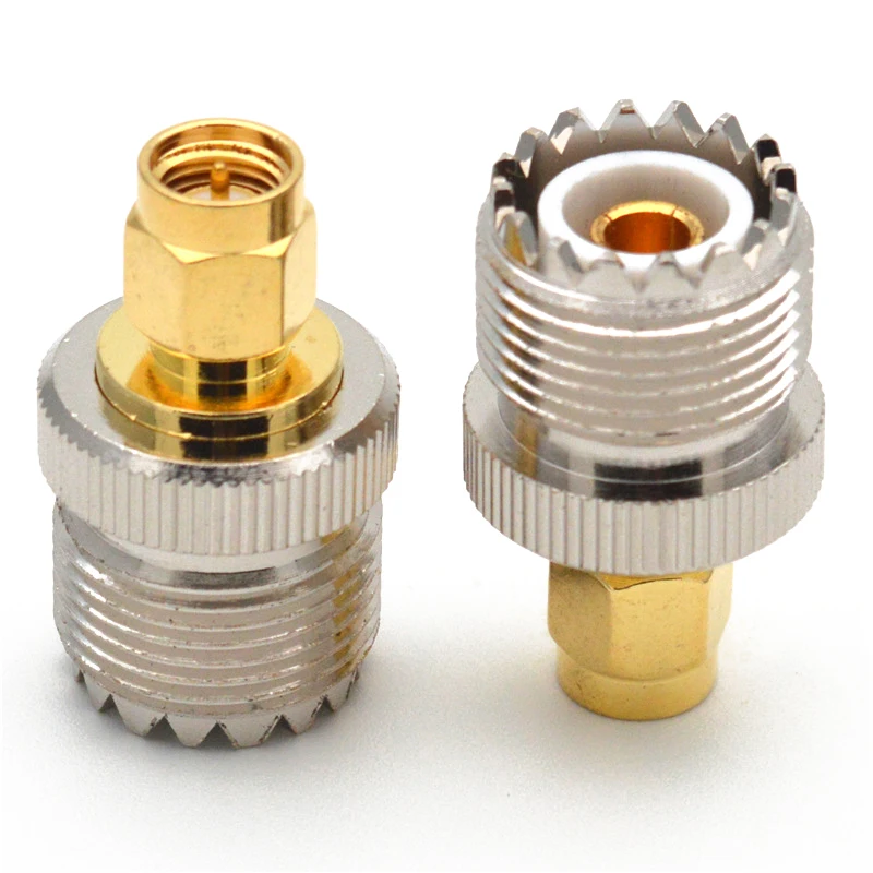 UHF أنثى إلى SMA ذكر RF محوري محول موصل ، مستقيم النحاس النيكل مطلي ، SO-239 SO239 ، 1 قطعة