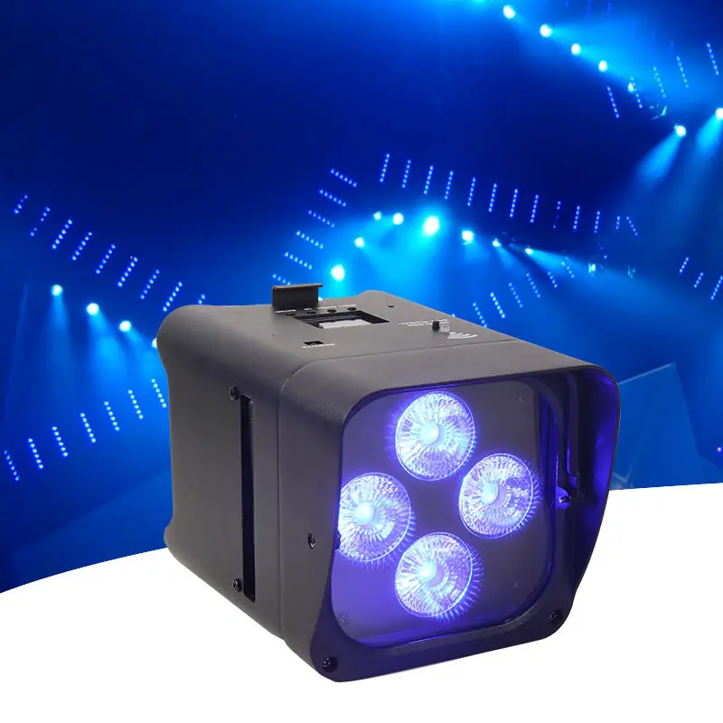 4x18W RGBWA+UV 6-in-1 Battery Powered Wireless LED Uplight Par Light DMX512 Control 15/40° Adjustable Beam Angle Wedding Party D