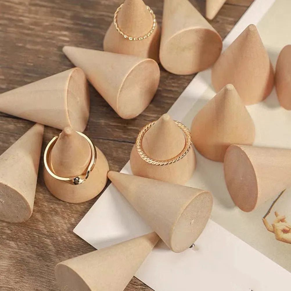 

Cone Ring Stand Wooden Ring Display Stand for Rings Storage and Organization Ideal for Dressing Table Jewelry Shop Display Booth
