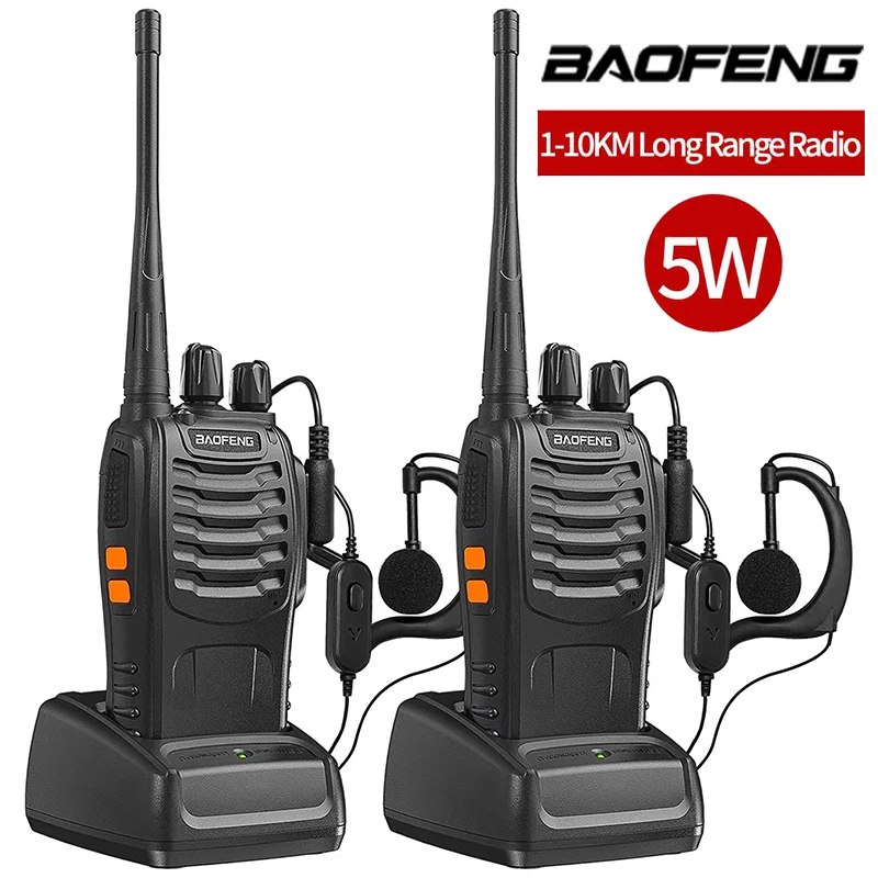 Baofeng 2PCS Portable Two Way Radio Dual Band BF-888S 16 Channels Walkie Talkie UHF 400-470MHz for Outdoor Hunting Camping