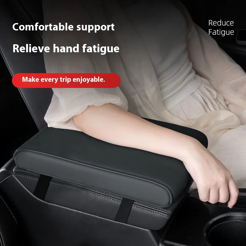 

Car Armrest Box Cushion Leather Durable Car Interior Accessories Black Easy-Clean Car Armrest Box Height Pad
