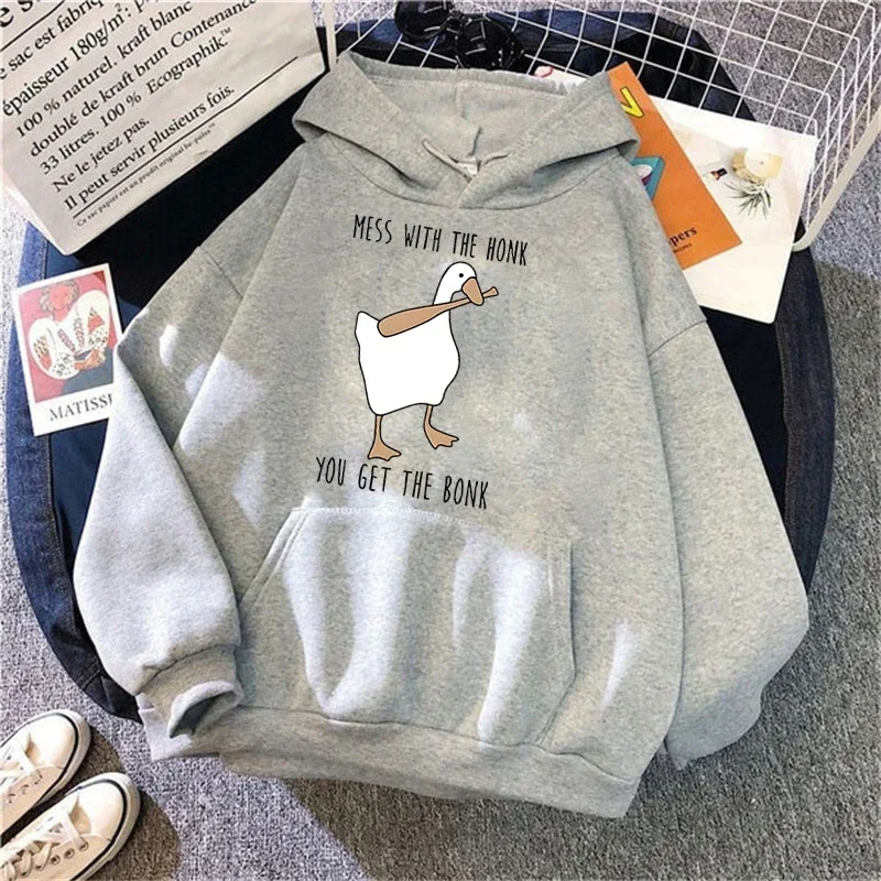 Kawaii Cartoon Peace Baseball Duck Hoodies Harajuku Autumn Winter Vintage Funny Casual Men Sweatshirt Pullover Tops