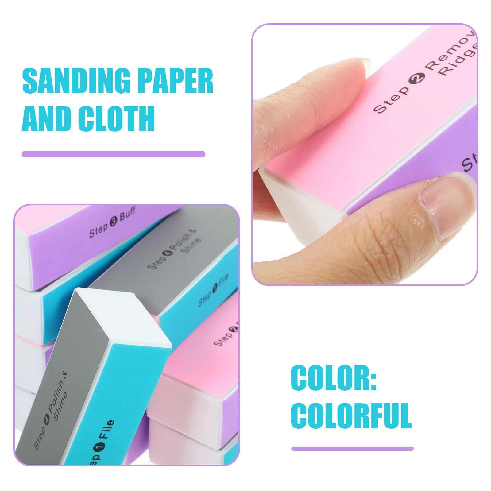 10 Pcs Fingernail Files Polishing Block Manicure Buffer Bodhi Colorful Artwork Sponge