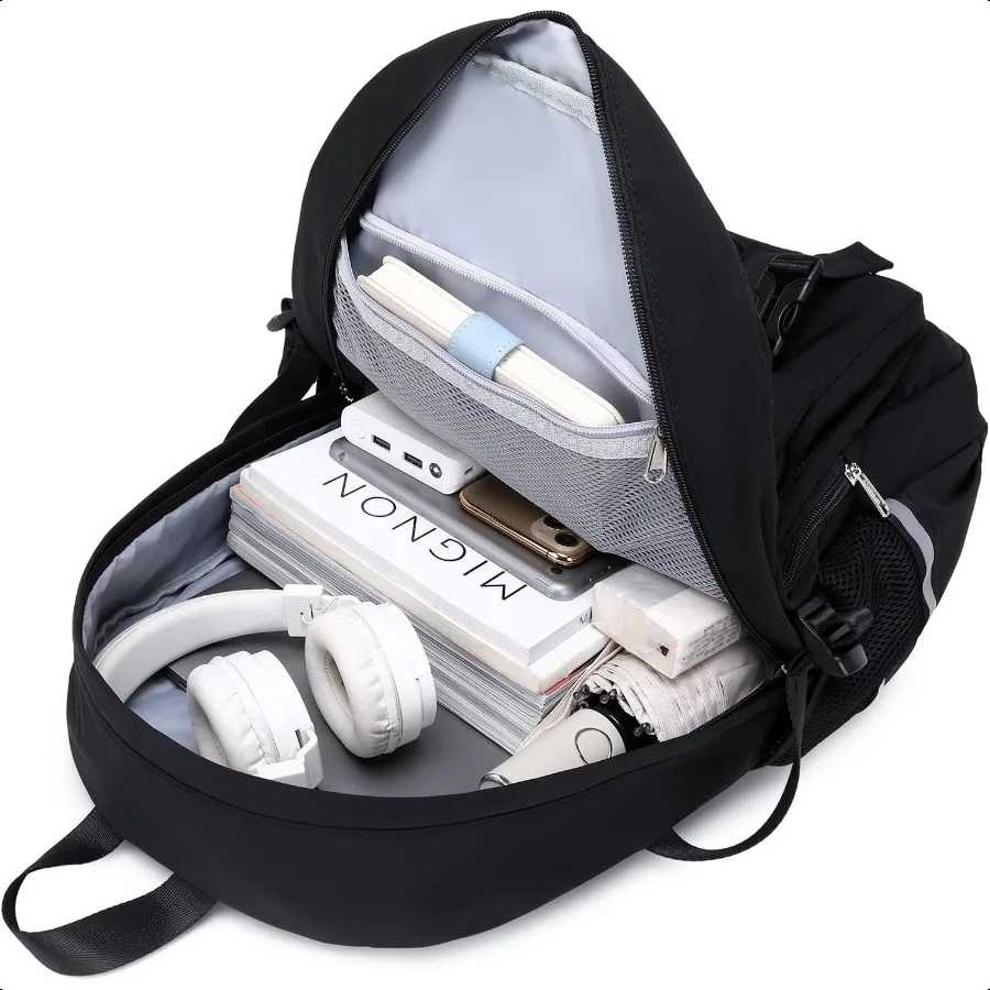 Grand sac à dos pour ordinateur portable étudiant pour femmes adolescentes noir