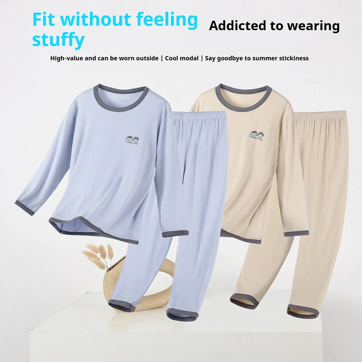 Teen Kids Pajamas Set 2026 Summer New Modal Loungewear Boys Girls Homewear Baby Thin Air-Conditioning Outfits Ice Silk Sleepwear